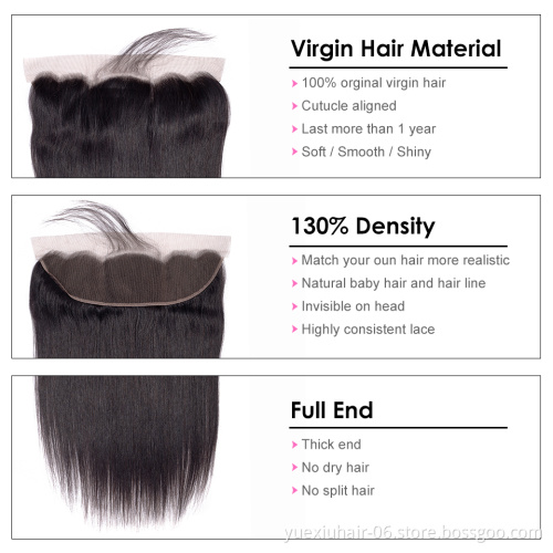 YueXiu 100% Human Hair Ear To Ear Swiss Silk Base 13*4 Lace Frontal